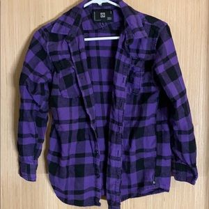 Purple & Black Button Down Flannel